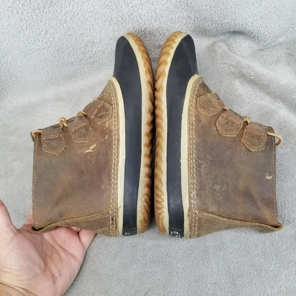 Sorel Shoes Womens Size 8 Out N About Brown Leather Waterproof Rain Boots